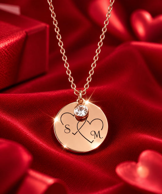Collier personnalisé OR ROSE finition, en Acier inoxydable Petit Coeur