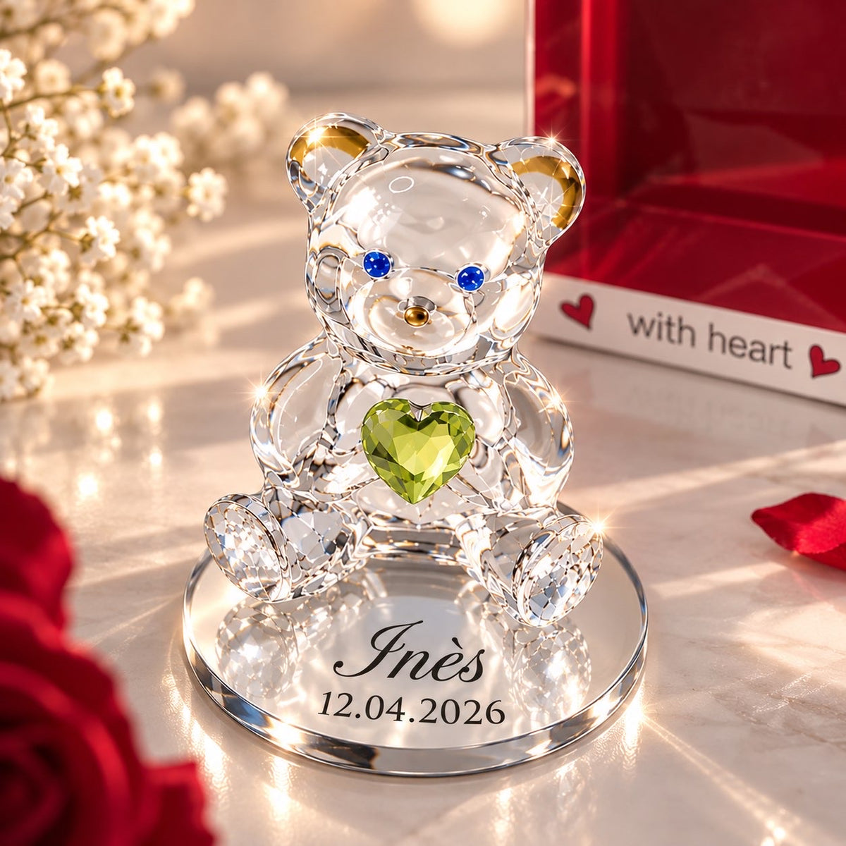 Ourson en Crystal à personnalisé (Prénom et date au choix )