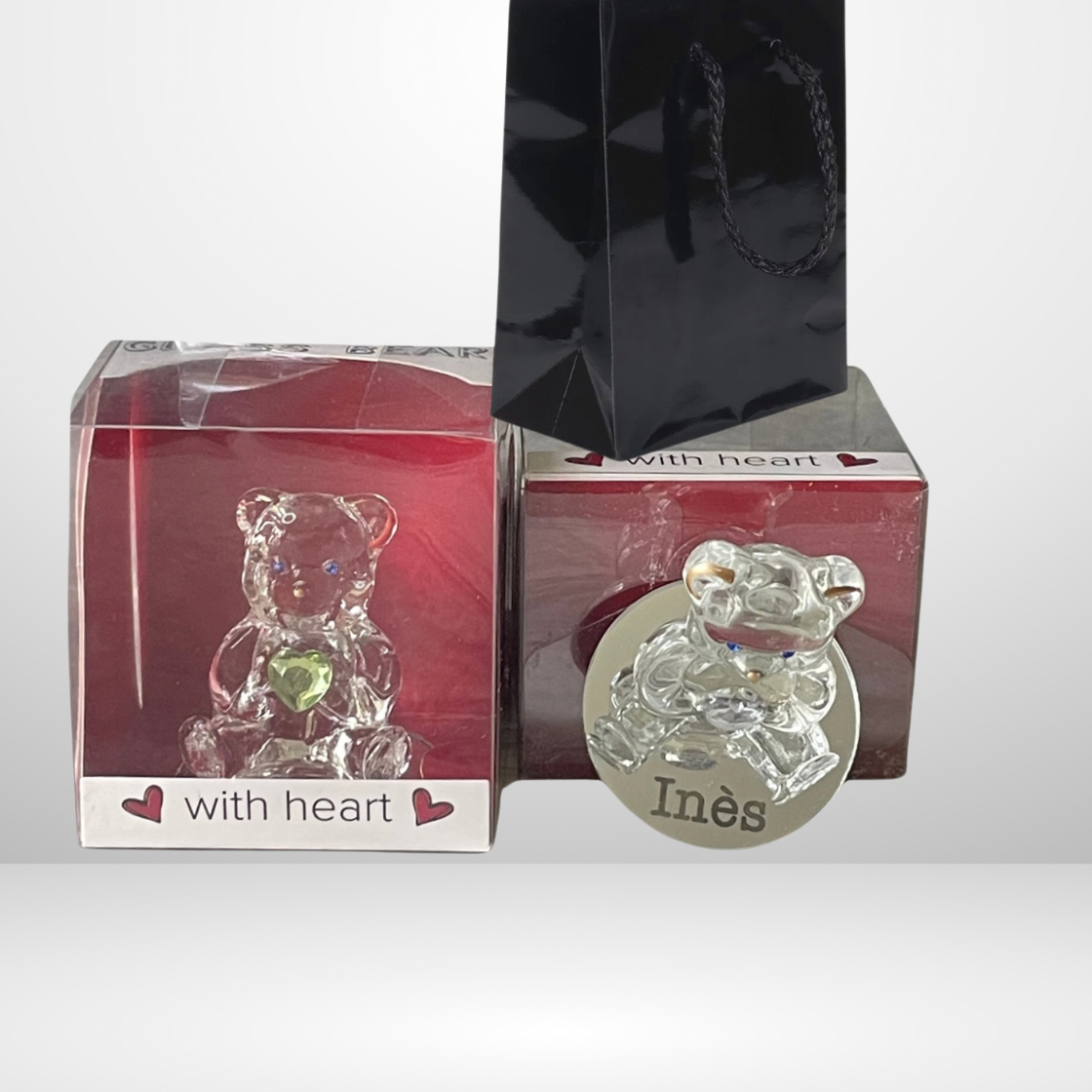BOX Cadeau  ( BOX medium)  Collier Personnalisé + Ours en Crystal Personnalisé